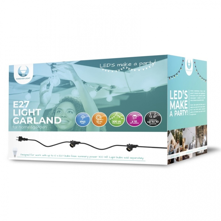 Forever Light Light string with space for 10 lamps, 12m E27 IP65 Forever Light Light string with space for 10 lamps, 12m E27 IP65