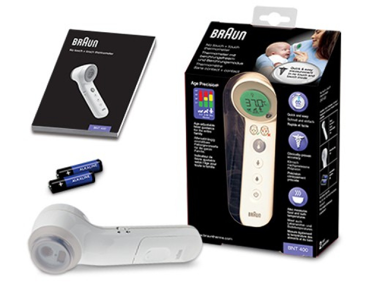Braun BNT400 3-in-1 No Touch Thermometer, White