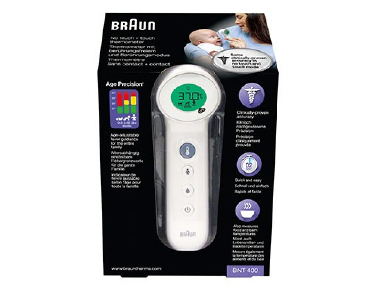 Braun BNT400 3-in-1 No Touch Thermometer, White