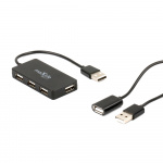 Maxlife Home Office USB 2.0 hub USB - 4x USB 0.15 m + cable 1.5 m, Black