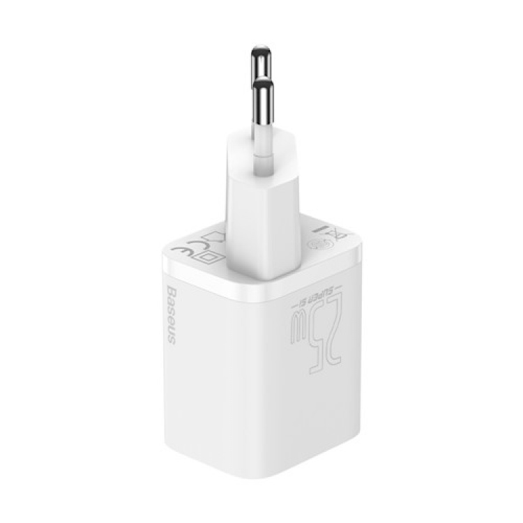 Baseus wall charger Super Si PD 25W 1x USBC + USB-C - USB-C cable, White