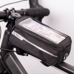 Waterproof bicycle frame bag with phone holder, Black