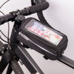 Waterproof bicycle frame bag with phone holder, Black