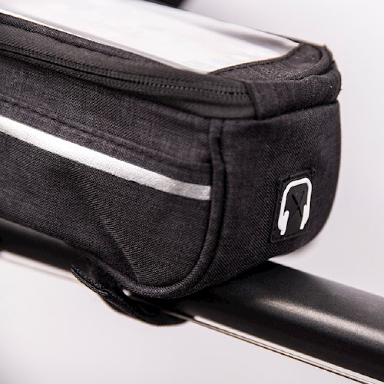 Waterproof bicycle frame bag with phone holder, Black