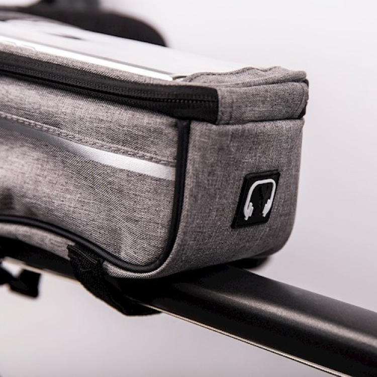 Vattentät cykelramsväska med telefonhållare, Grå