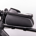 Waterproof bike frame bag & phone holder with screen, Black/White