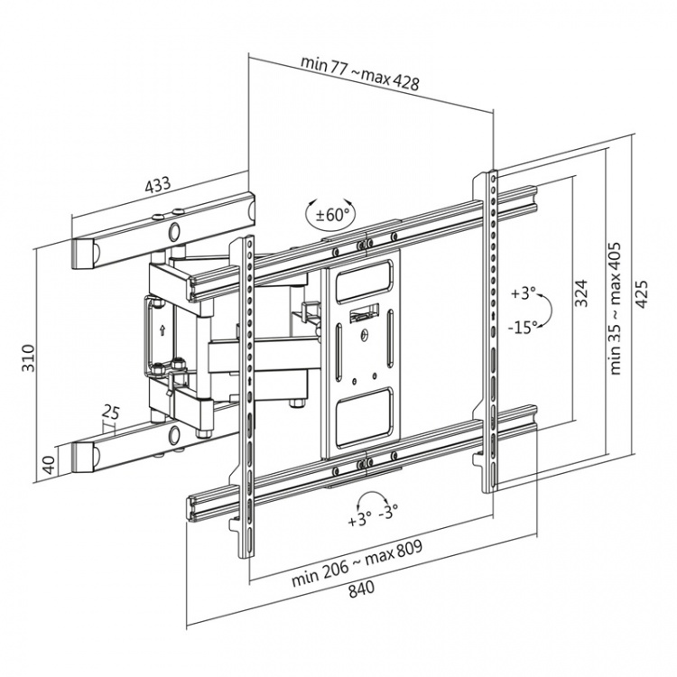 LogiLink Väggfäste TV 43-90