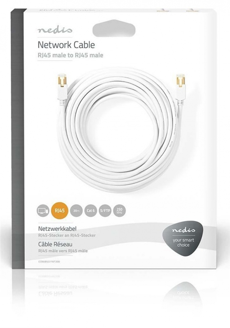 Nedis CAT6 Cable | RJ45 Male | RJ45 Male | S/FTP | 20.0 m | Round | LSZH / PVC | White | Window Box
