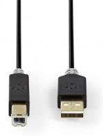 Nedis USB Cable | USB 2.0 | USB-A Male | USB-B Male | 480 Mbps | Gold Plated | 2.00 m | Round | PVC | Anthracite | Box Nedis USB Cable | USB 2.0 | USB-A Male | USB-B Male | 480 Mbps | Gold Plated | 2.00 m | Round | PVC | Anthracite | Box