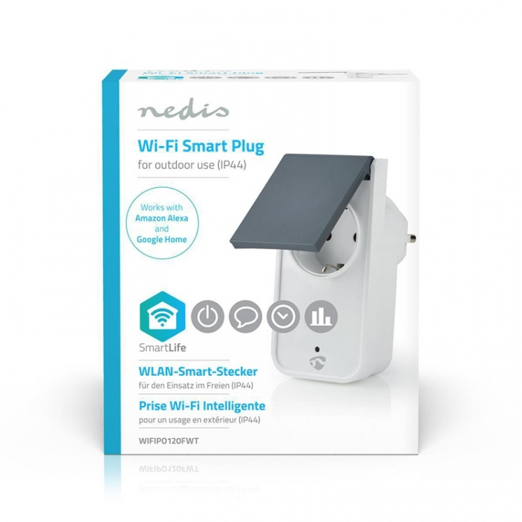 Nedis SmartLife Smart Plug | Wi-Fi | IP44 | Power meter | 3680 W | Plug with earth contact / Type F (CEE 7/7) | -30 - 40 °C | Android™ / IOS | Grey / White Nedis SmartLife Smart Plug | Wi-Fi | IP44 | Power meter | 3680 W | Plug with earth contact / Type F (CEE 7/7) | -30 - 40 °C | Android™ / IOS | Grey / White