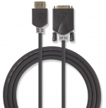 Nedis HDMI™ Cable | HDMI™ Connector | DVI-D 24+1-Pin Male | 1080p | Gold Plated | 2.00 m | Straight | PVC | Anthracite | Window Box with Euro Lock