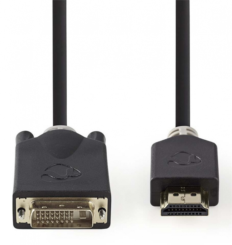 Nedis HDMI™ Cable | HDMI™ Connector | DVI-D 24+1-Pin Male | 1080p | Gold Plated | 2.00 m | Straight | PVC | Anthracite | Window Box with Euro Lock