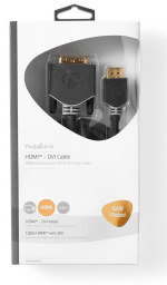 Nedis HDMI™ Cable | HDMI™ Connector | DVI-D 24+1-Pin Male | 1080p | Gold Plated | 2.00 m | Straight | PVC | Anthracite | Window Box with Euro Lock