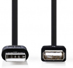 USB Cable | USB 2.0 | USB-A Male | USB-A Female | 5.5 W | 480 Mbps | Nickel Plated | 2.00 m | Round | PVC | Black | Tag