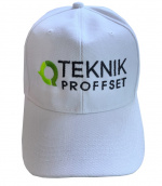 White cap with the Teknikproffset logo