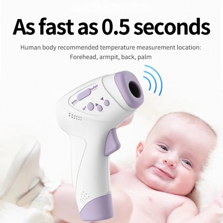 Fever thermometer, non-contact with IR technology for children/adults, Purple/White