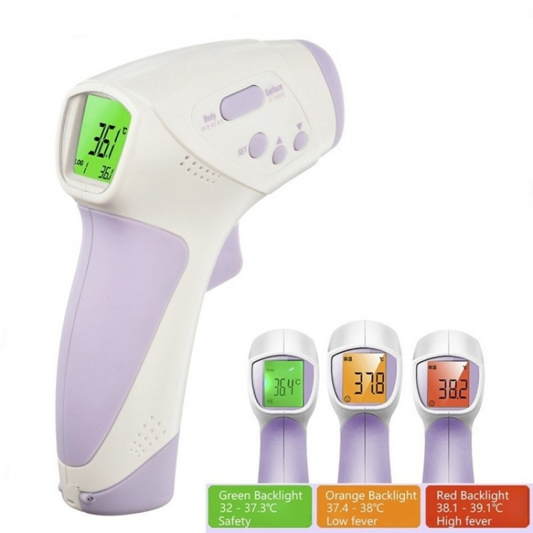 Fever thermometer, non-contact with IR technology for children/adults, Purple/White
