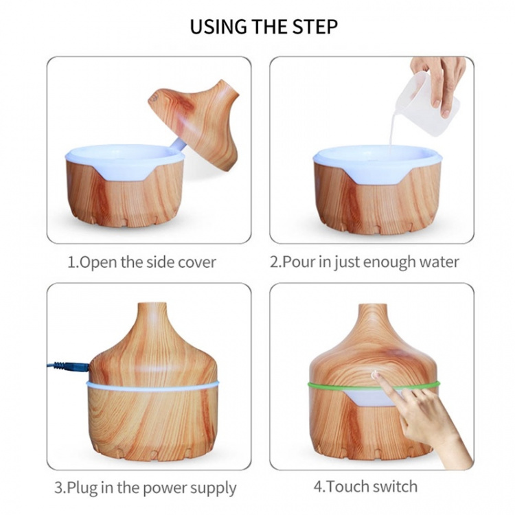 Humidifier/Aroma Diffuser in wooden design 300ml, Light wood Humidifier/Aroma Diffuser in wooden design 300ml, Light wood