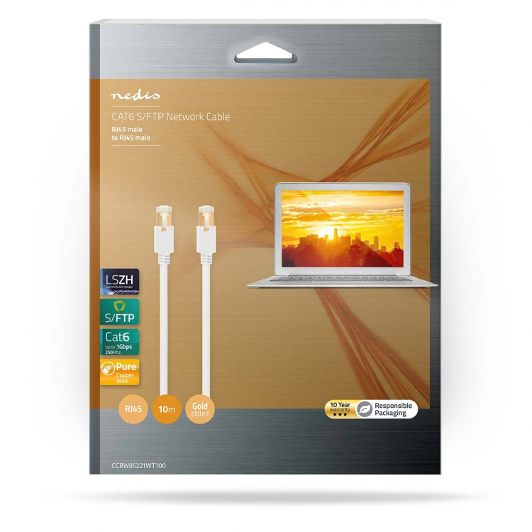 Nedis CAT6 Cable | RJ45 Male | RJ45 Male | S/FTP | 10.0 m | Round | LSZH / PVC | White | Window Box