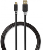 Nedis USB Cable | USB 2.0 | USB-A Male | USB Mini-B 5 pin Male | 480 Mbps | Gold Plated | 2.00 m | Round | PVC | Anthracite | Window Box Nedis USB Cable | USB 2.0 | USB-A Male | USB Mini-B 5 pin Male | 480 Mbps | Gold Plated | 2.00 m | Round | PVC | Anthracite | Window Box