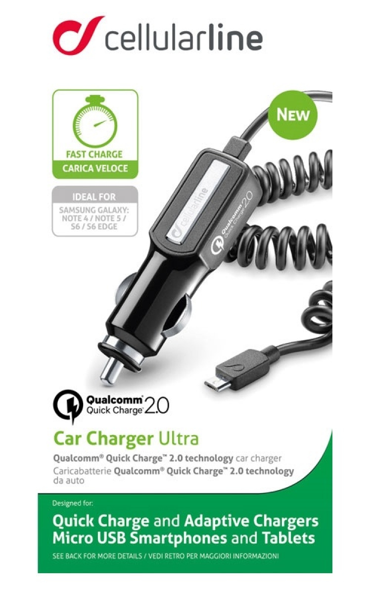 cellularline Quick Charge Car Charger 12V-24 2 A for Micro USB cellularline Quick Charge Car Charger 12V-24 2 A for Micro USB