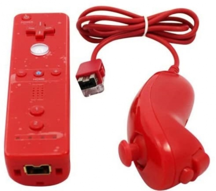 Remote Plus + Nunchuck compatible with Wii Wii U, Red