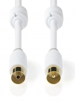 Nedis Coax Cable | IEC (Coax) Male | IEC (Coax) Female | Gold Plated | 100 dB | 75 Ohm | Double Shielded | 10.0 m | Round | PVC | White | Box