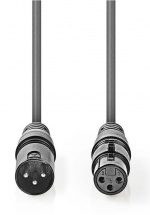Nedis Balanced Audio Cable | XLR 3-Pin Male | XLR 3-Pin Female | Nickel Plated | 20.0 m | Round | PVC | Dark Grey | Gift Box