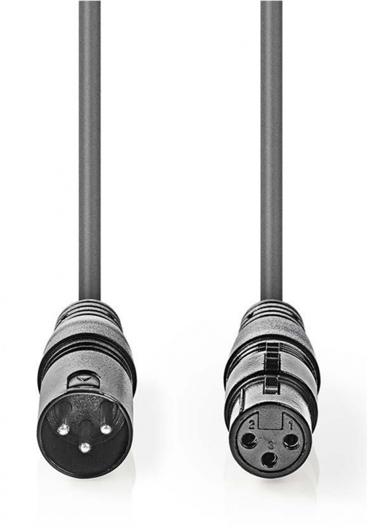 Nedis Balanced Audio Cable | XLR 3-Pin Male | XLR 3-Pin Female | Nickel Plated | 20.0 m | Round | PVC | Dark Grey | Gift Box
