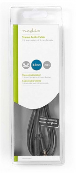 Nedis Stereo Audio Cable | 3.5 mm Male | 3.5 mm Female | Nickel Plated | 2.00 m | Round | Black | Box Nedis Stereo Audio Cable | 3.5 mm Male | 3.5 mm Female | Nickel Plated | 2.00 m | Round | Black | Box