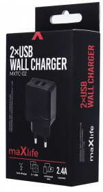 Maxlife USB Fast Charger, MXTC-02, 2xUSB, fast charge, black (2.4 A)
