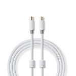 Nedis Coax Cable | IEC (Coax) Male | IEC (Coax) Female | Gold Plated | 100 dB | 75 Ohm | Double Shielded | 5.00 m | Round | PVC | White | Box Nedis Coax Cable | IEC (Coax) Male | IEC (Coax) Female | Gold Plated | 100 dB | 75 Ohm | Double Shielded | 5.00 m | Round | PVC | White | Box