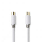 Nedis Coax Cable | IEC (Coax) Male | IEC (Coax) Female | Gold Plated | 100 dB | 75 Ohm | Double Shielded | 2.00 m | Round | PVC | White | Box