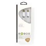 Nedis Coax Cable | IEC (Coax) Male | IEC (Coax) Female | Gold Plated | 100 dB | 75 Ohm | Double Shielded | 2.00 m | Round | PVC | White | Box