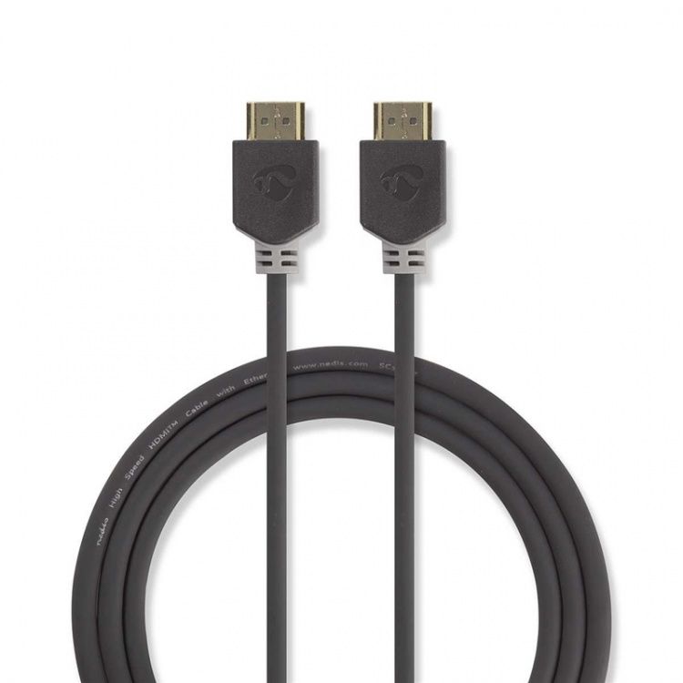 Nedis High Speed HDMI™ Cable with Ethernet | HDMI™ Connector | HDMI™ Connector | 4K@60Hz | ARC | 18 Gbps | 0.50 m | Round | PVC | Anthracite | Window Box
