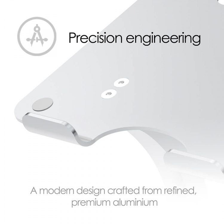 Desire2 Deskstand Dual Pivot Riser Adjustable Aluminum Silver