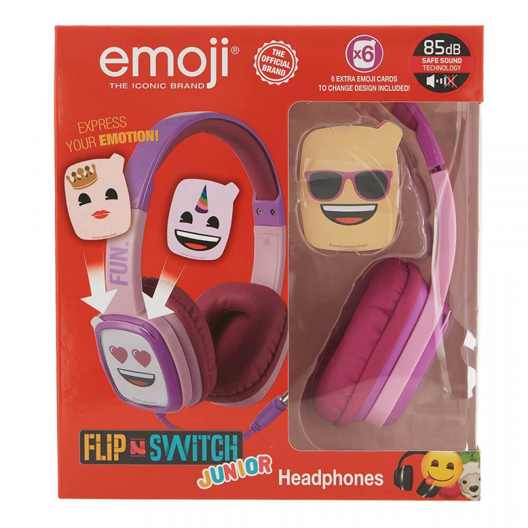 Emoji Headphone Flip\'N\'Switch Junior On-Ear Wired Pink 80dB