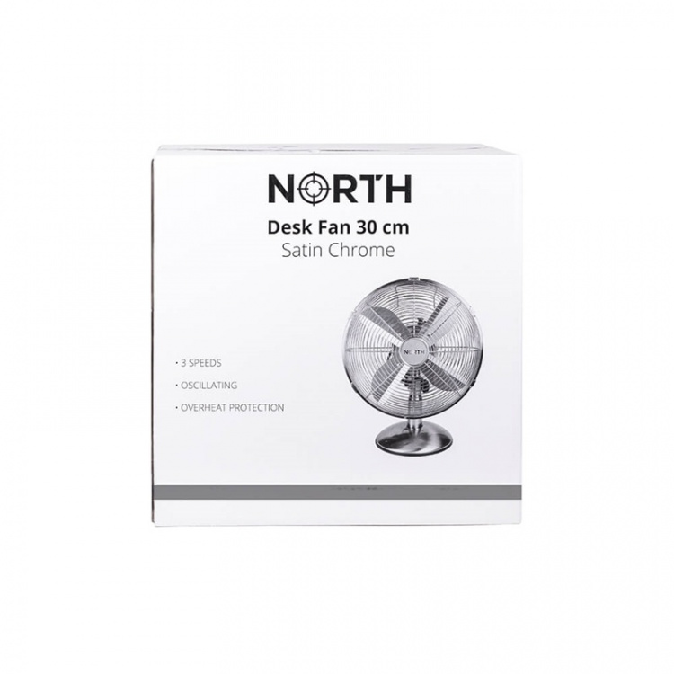 NORTH Desk Fan 30cm Satin Chrome NORTH Desk Fan 30cm Satin Chrome