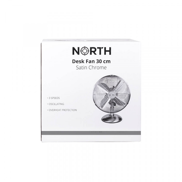 NORTH Desk Fan 30cm Satin Chrome NORTH Desk Fan 30cm Satin Chrome