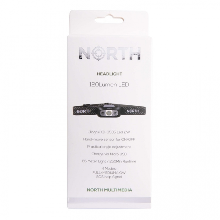 North Headlight 120 Lumen Black ca 65m Sensor control
