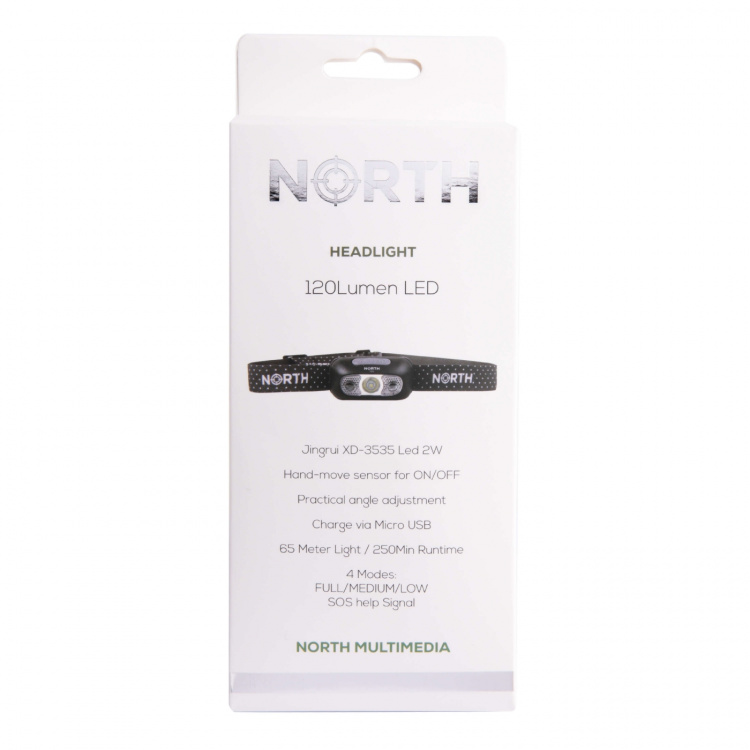North Headlight 120 Lumen Black ca 65m Sensor control