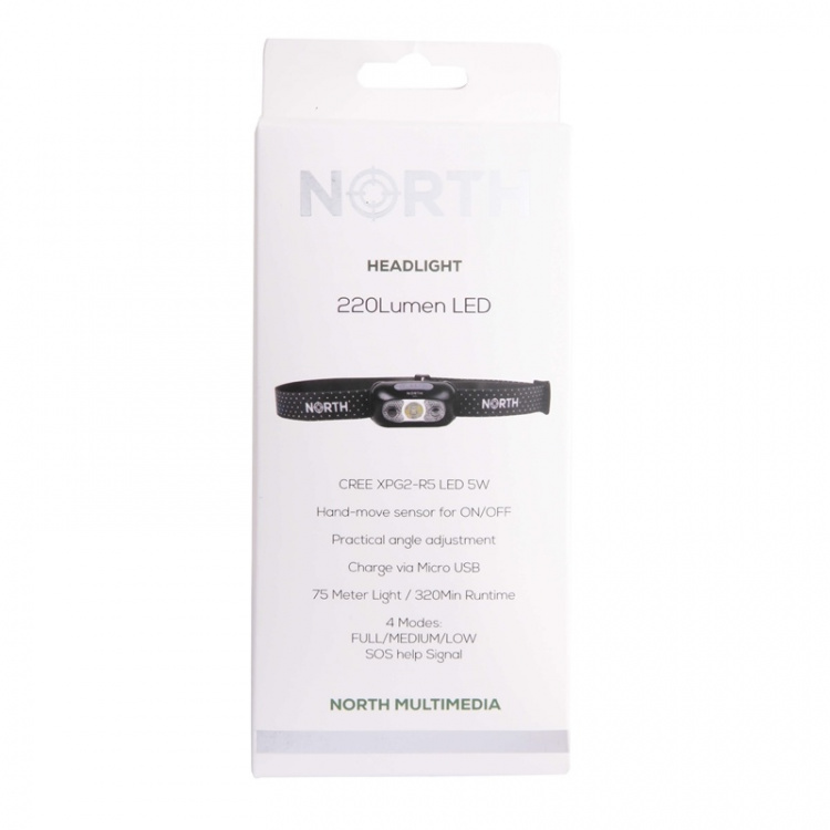 North Headlight Cree-Led (Xpg2) Sensor Control Black App. 75m