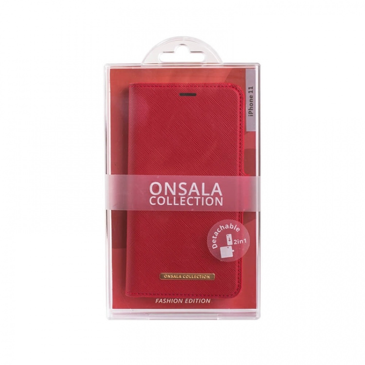 Onsala Wallet Case iPhone 12 Mini Saffiano Red Onsala Wallet Case iPhone 12 Mini Saffiano Red