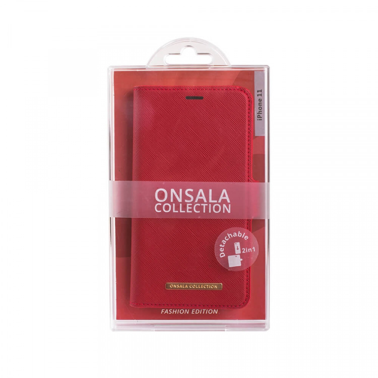 Onsala Wallet Case iPhone 12 Mini Saffiano Red Onsala Wallet Case iPhone 12 Mini Saffiano Red