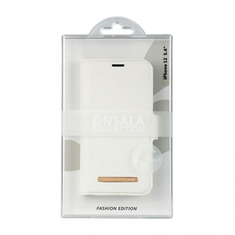 Onsala Wallet Case iPhone 12 Mini Saffiano White Onsala Wallet Case iPhone 12 Mini Saffiano White