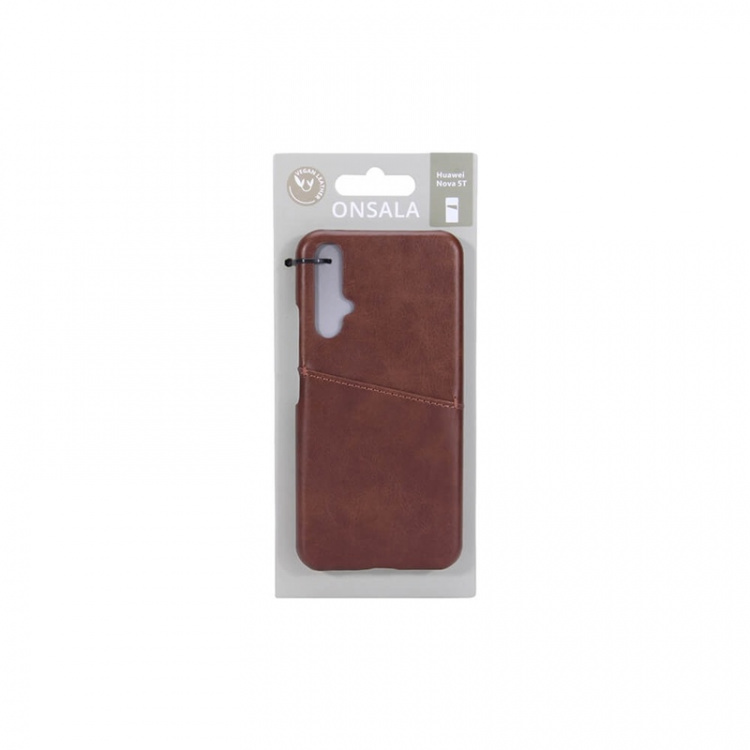 Onsala Mobilecover Brown Huawei Nova 5T Creditcard Pocket Onsala Mobilecover Brown Huawei Nova 5T Creditcard Pocket