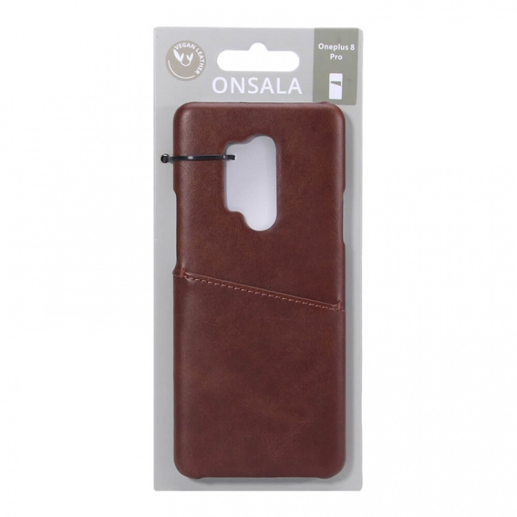 Onsala Mobilecover Brown Oneplus 8 Pro med Kortfack