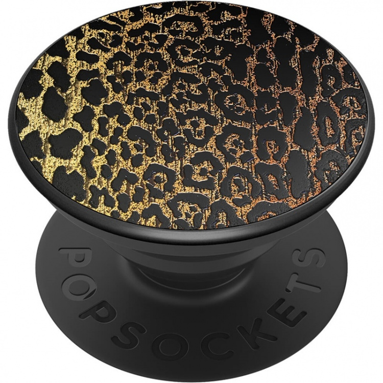 PopSockets Embossed Metal Leopard Removable Grip with Standfunction LUXE