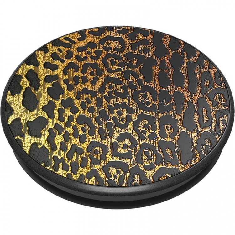 PopSockets Embossed Metal Leopard Removable Grip with Standfunction LUXE