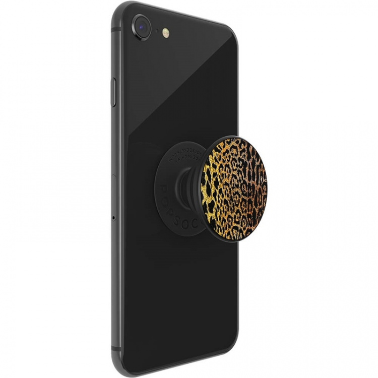 PopSockets Embossed Metal Leopard Removable Grip with Standfunction LUXE